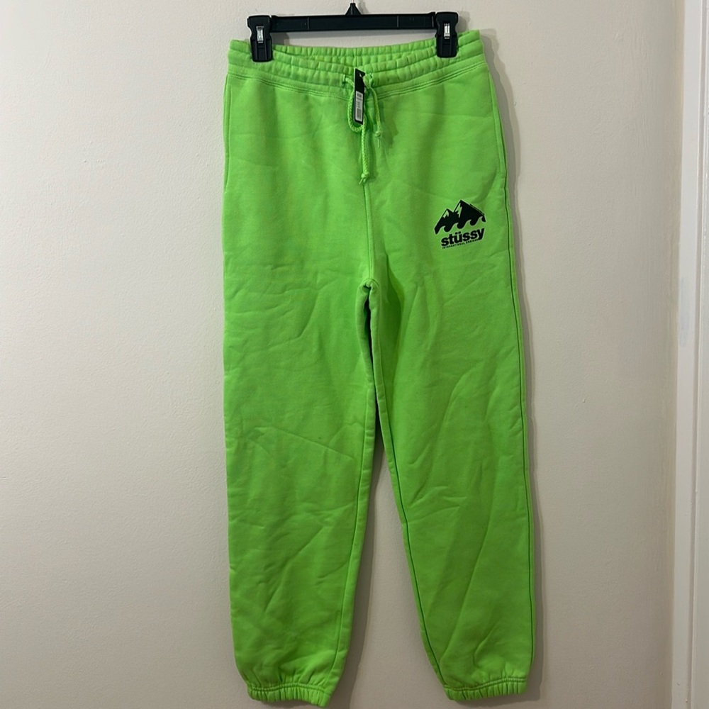 Neon green Stussy sweatpants xs